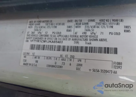 2018 Ford Transit-250 from USA, damaged, VIN 1FTYR1CM1JKA85403